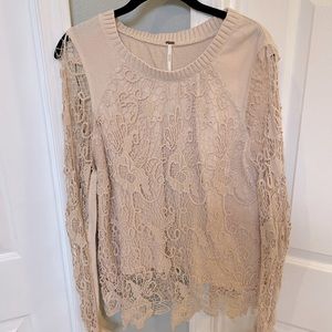 Free People Macrame detail sweater